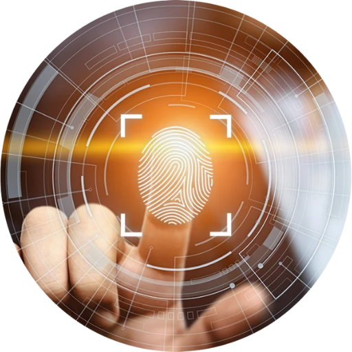 Finger pressing digital fingerprint scanner for biometric authentication in Santa Barbara